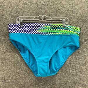 New Just Peachy Bikini Bottom Women 18 Plus Blue Polka Dot Swim Trunks Lined